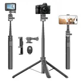 M080s-01 Auleda Selfie Stick Tripod For Gopro Camera 70 Inch Extendable Iphone With R