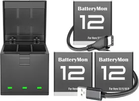 Bh25040 Batterymon For Gopro Hero 12 Battery Charger Bundle Compatible With Go Pro 11 H