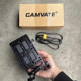 C2202 Camvate Quick Release V Lock Mount Battery Plate With Adjustable 15mm Rod Clamp