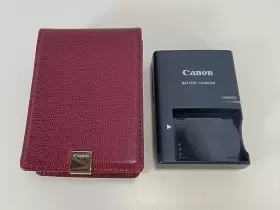 1133b001 Canon Cb-2lx Battery Charger With Red Travel Case - Authentic Original Tested