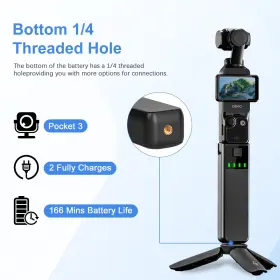Hb-pk3 Eeyrnduy 5000mah Portable Battery Handle Charger For Dji Osmo Pocket 3 Vlogging Camera #3
