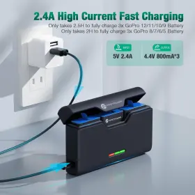 Firstpower 313049269285 3-channel Usb Quick Charger For Gopro Hero 12/11/10/9/8/7/6/5 Battery #3
