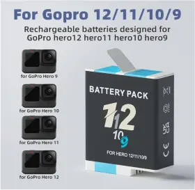 Gp-chg-9 Gopro 3-slot Battery Charger For Hero 9 10 11 12 Action Camera 3 2000mah