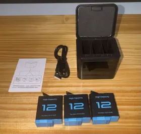 Huaeng Gp-chg-9/10/11/12-3 3-pack 2580mah Batteries And 3-slot Led Charger For Gopro Hero 12 11 10 9