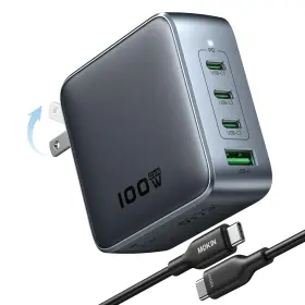 Pd3.1 Imokin 1027 100w Usb C Wall Charger Block 4-port Gan Foldable Midnight Grey