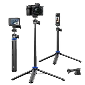 Kt-1004 Kaitezenz Selfie Stick Tripod For Gopro Camera 62 Inch Extendable Stand With 360