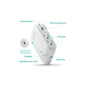 My Store 723466547925 4 In 1 Expert Multitasker Wall Power Adapter Socket And Phone Charger With Night #3