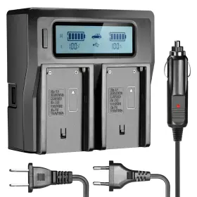 10088846 Neewer Dual-channel Lcd Display Battery Charger With 3 Plug For Sony