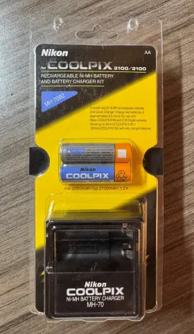 Mh-70b2 Nikon 018208256075 New Rechargeable Battery And Charger Kit For Coolpix 3100/2100