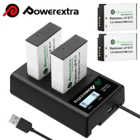 Cn-lpe17 Powerextra 2 Lp-e17 Battery Pack Lcd Dual Charger For Canon Eos 77d 750d 800d Cameras