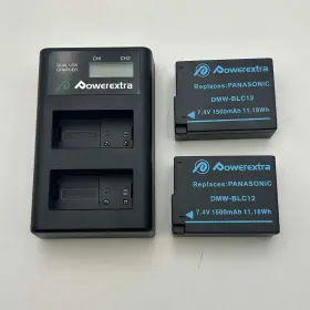 Powerextra Ds-blc12 Dual Charger For Panasonic Lumix Dmc-g7 - Black