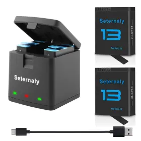 Hmkj04 Seternaly Hero 13 Battery 2 Pack 2100mah For Gopro Black And 3-slot Storage U