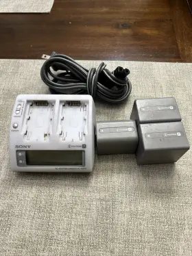 Ac-vqp10 Sony Genuine Ac Dual Adaptor Battery Charger And 2x Np-fp90 Fp70 #2