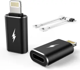 Adpt-ctl-sgx2-650011e2f7 Techmatte Female Usb C To Male Lightning Adapter 2 Pack 2.2a Black