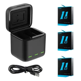 Telesin 972860173122 3-pack Battery Charger For Gopro Hero 12 11 10 9 Black