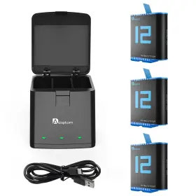Ss901 Telesin Hero 12 Battery 3-pack Storage Quick Charger Station Fully C