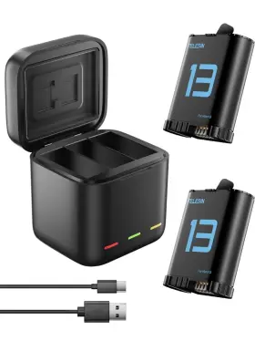 Txsm-au-s0-ecb-07-tgp Telesin Battery Charger Kit For Gopro Hero 13 Black 2-pack Batteries And Triple