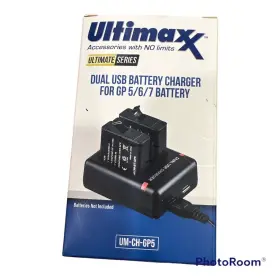 Ultxchgp5 Ultimaxx Dual Usb Battery Charger For Gopro Hero7 Hero6 Hero5 Batteries Black