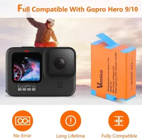 Vemico-gph910 Vemico Gopro Hero 9/10 Set Of 3 X Spare Batteries 1800mah 3-channel Charging Dock #2