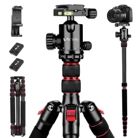 At40-red Victiv Camera Tripod 80 Inch Aluminum Heavy Duty Stand With 360 Ball H