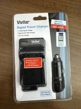 Qc-200 Vivitar Rapid Travel Charger - With Bonus Euro Adapter 100-240v New