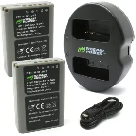 Bcn-1 Wasabi Power 610074882978 Battery 2-pack And Dual Usb Charger For Olympus Bln-1