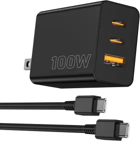 Dp-a127g65 Weiship 100w Usb C Charger Block 3 Port Gan Usb-c Wall 100watt Type Blcak
