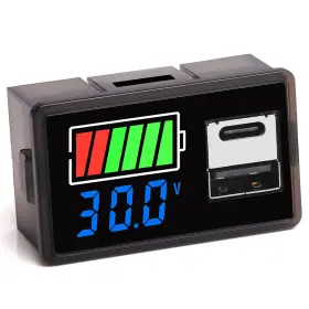 Wl6139 Wleome Dc 8-30v Battery Monitor Quick Changer - Usb And Type C Ports 12v 24v Digital
