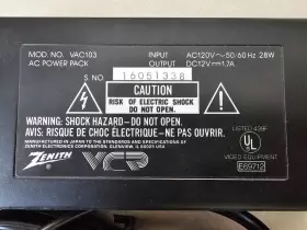 Vac103 Zenith Camcorder Battery Charger Ac Power Pack Supply 12 Vdc 1.7a #2