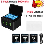 3-PACK Hero Battery & Triple Batteries Charger For Gopro 12/11/10/9 Black. Fixed Price $21.99.