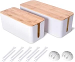 Large Wooden Style Cable Management Box - 2 Pack For Wires And Power Strips. Fixed Price $43.66.
