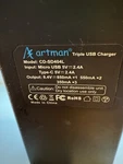 Artman Triple Usb Charger Model: CD-SD404L With 2 Batteries. Fixed Price $40.00.