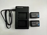 Ravpower RP-PC056 Charger With 2 Sony NP-FW50 Camera Batteries. Fixed Price $22.00.