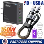 160W 6-PORT Type Charger Fast Charging QC3.0 For Samsung S25 Ultra S24 A17 A16. Fixed Price $12.99.