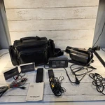 Vtg Hitachi VM-E535LA 8MM Video Camcorder 32X Zoom 3IN Lcd Bundle W/ Bag & Tapes. Fixed Price $125.00.