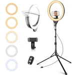 Eicaus 14'' Foldable Ring Light With 67'' Tall Phone Tripod Selfie White. Fixed Price $49.49.