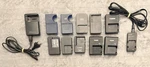 Lot 12 Digital Camera Battery Chargers Canon Nikon Sony Lumix Casio Fuji Oem. Fixed Price $89.87.