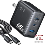 65W Charger Block, 3-PORT Gan Fast Charging C*2+USB Black. Fixed Price $32.05.
