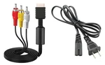 Power Supply + Audio Video Rca Av Cable Adapter Cord To External Tv Black. Fixed Price $14.99.