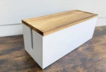 Cable Management Box Large White Wooden Desk Cord Organizer Power Strip New Ob. Fixed Price $24.95.