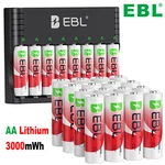 Ebl 3000MWH 1.5V Aa Li-ion Rechargeable Batteries /optional Charger 1600 Cycles. Fixed Price $25.17.