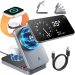 3-IN-1 Wireless Charger Magsafe Compatible Iphone 16/15/14/13/12, Watch & Airpod. Fixed Price $14.99.